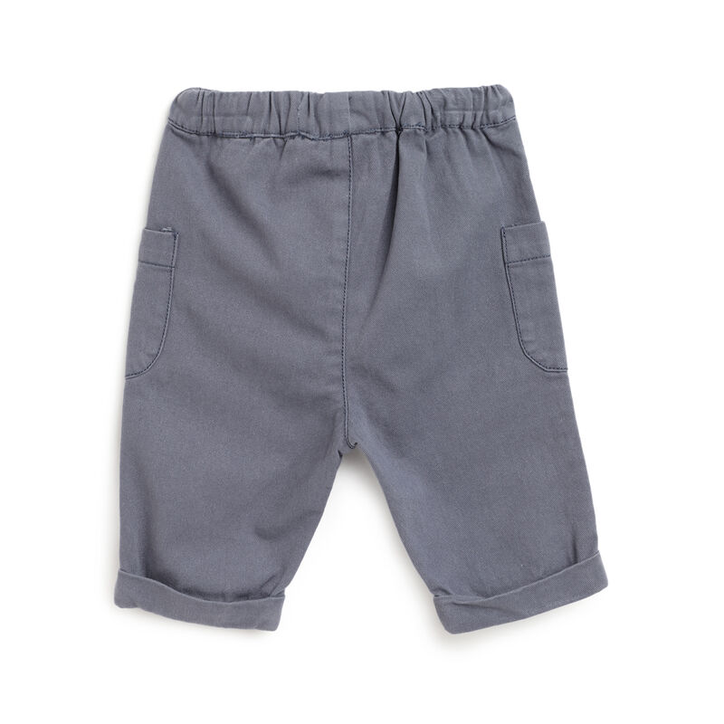 Boys Dark Light Blue Solid Long Trousers image number 1